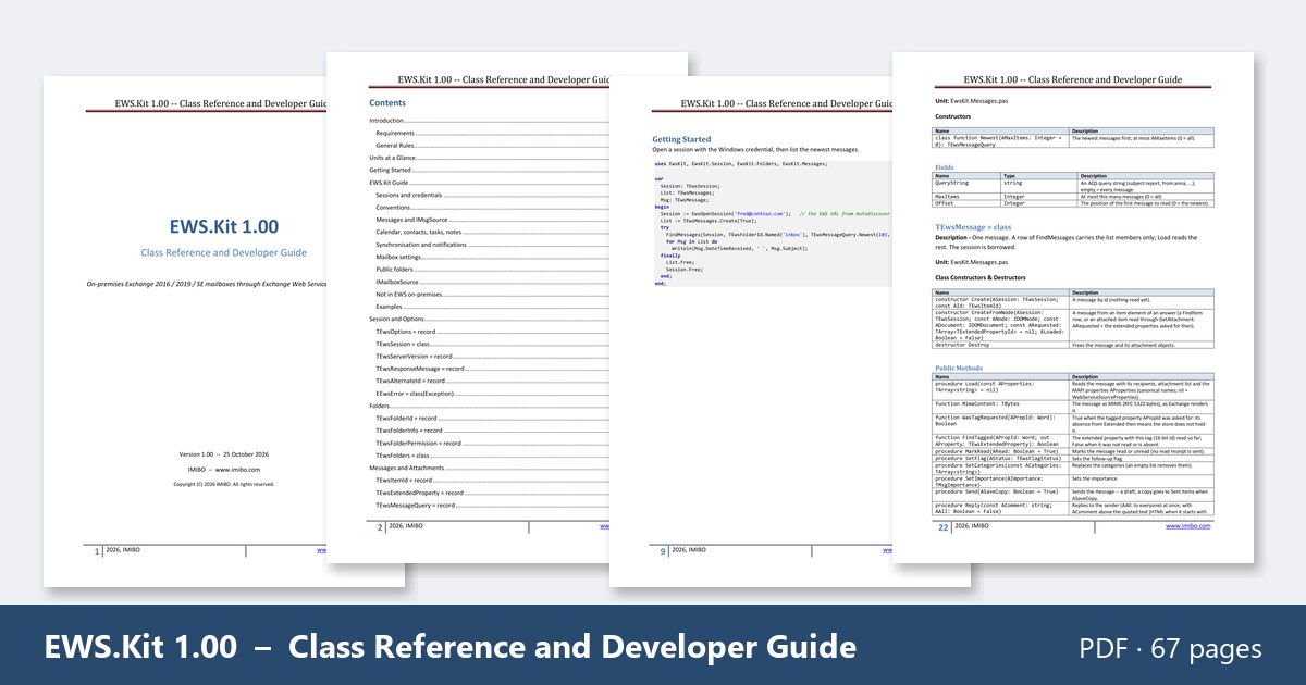 EWS.Kit Class Reference and Developer Guide - pages of the PDF